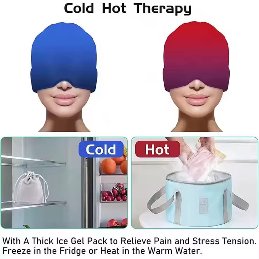 Migraine Relief Cap, Soothing Headache Ice Face Mask Products, Hot and Cold Therapy.