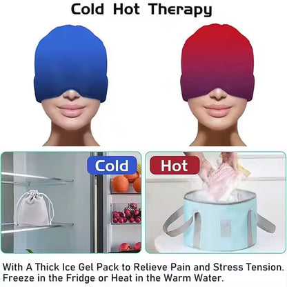 Migraine Relief Cap, Soothing Headache Ice Face Mask Products, Hot and Cold Therapy.